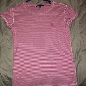 pink and white polo